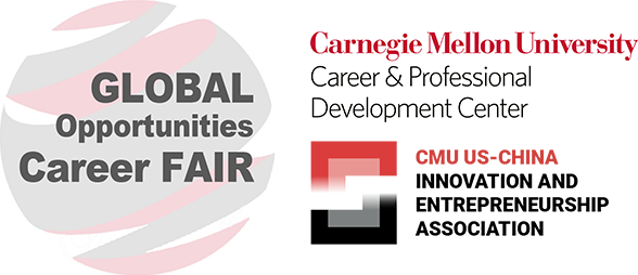 Global Opportunities Career Fair logo beside the CMU Career and Professional Development Center and CMU US-China Innovation and Entrepreneurship Association logos